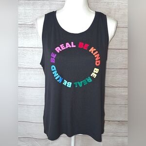 Athletic Works Black Tank Top with 'Be Real Be Kind' Circle Print Size Medium